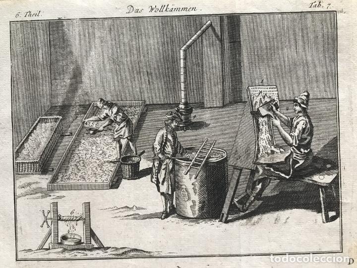 Arte: Peinadores de lana, 1754. An&oacute;nimo - Foto 3