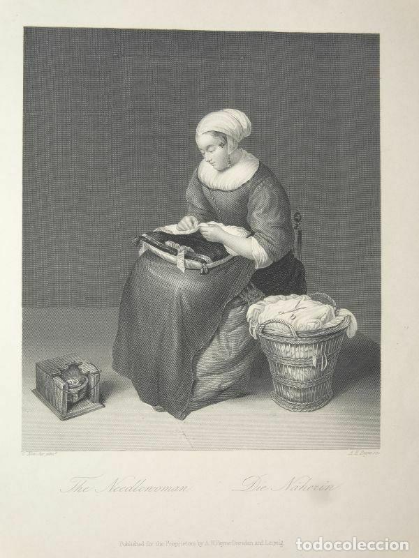 Arte: La costurera, 1850. C. Netscher / A. H. Payne - Foto 11