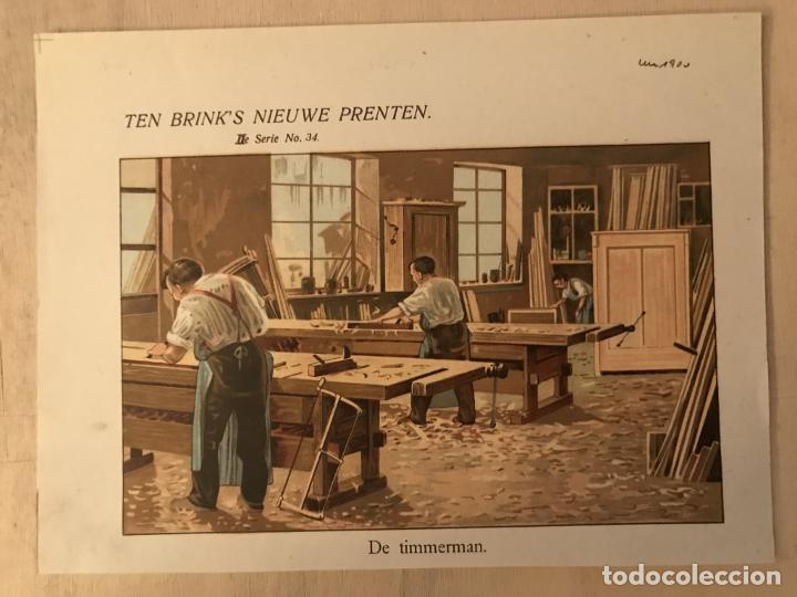 Arte: Carpinteros en su taller, hacia 1900. An&oacute;nimo - Foto 2
