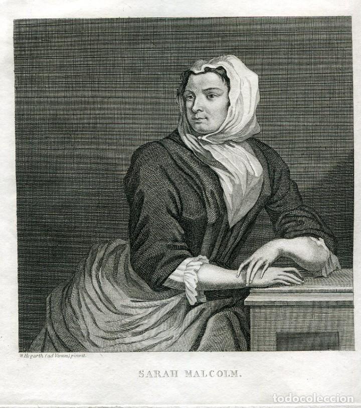 Arte: Hogarth - Sarah Malcolm y dos billetes - Edici&oacute;n Heath, 1822 - Foto 2