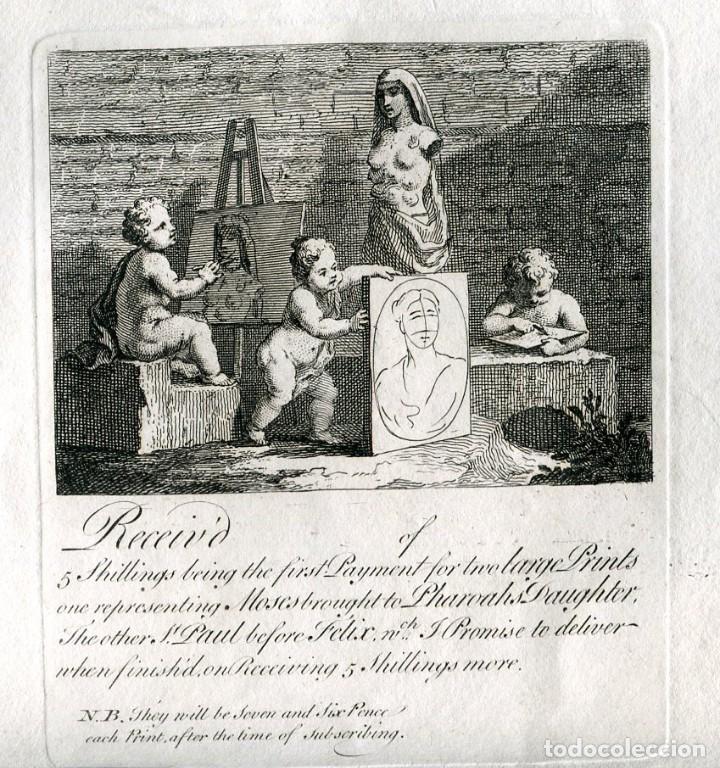 Arte: Hogarth - Sarah Malcolm y dos billetes - Edici&oacute;n Heath, 1822 - Foto 3