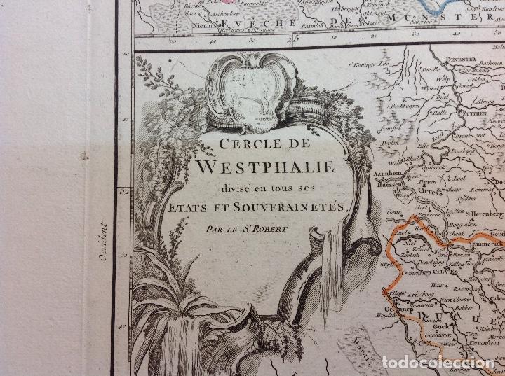 Arte: Robert de Vaugondy. Mapa de la region de Westphalia. - Foto 2
