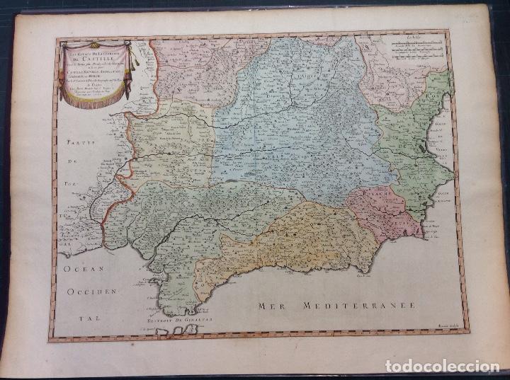 Arte: Sanson. Mapa de la mitad sur de Espa&ntilde;a. - Foto 1