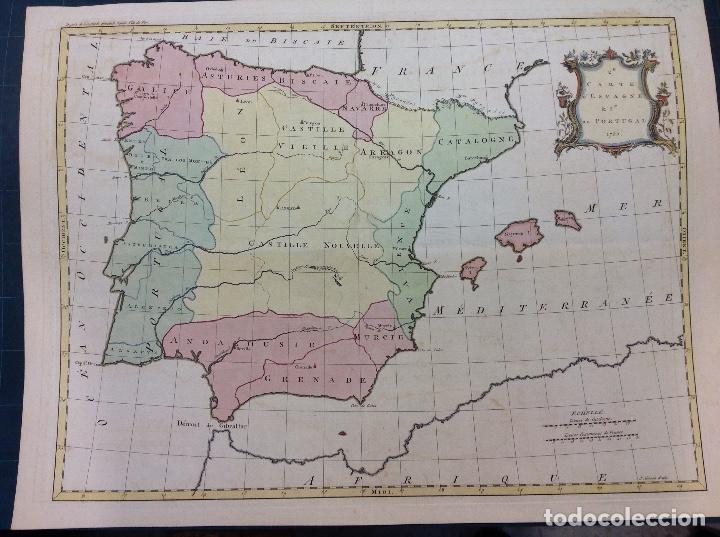 Arte: John Gibson. Mapa e Espa&ntilde;a y Portugal. - Foto 1
