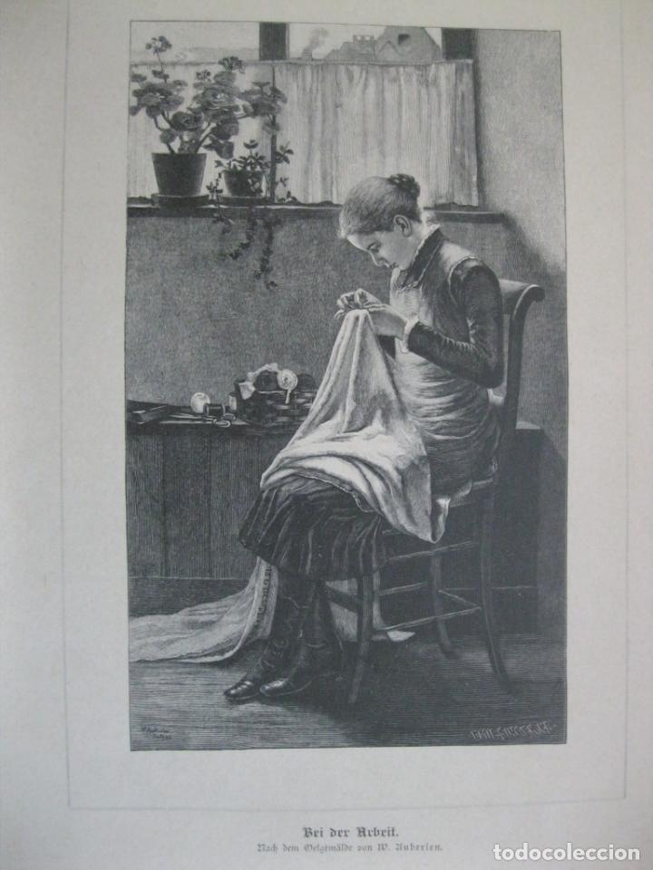 LA COSTURERA, CIRCA 1870. UNBERLEN/SINGER (Arte - Grabados - Modernos siglo XIX)