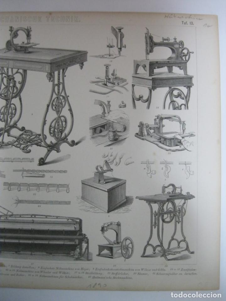 Arte: Máquinas para tejer II, circa 1860. Anónimo - Foto 2 - 303777308