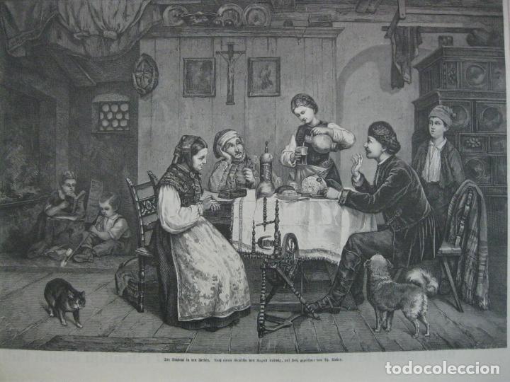 HORAS DE ESTUDIO EN VACACIONES, 1880. LUBWIG / BEBER (Arte - Grabados - Modernos siglo XIX)