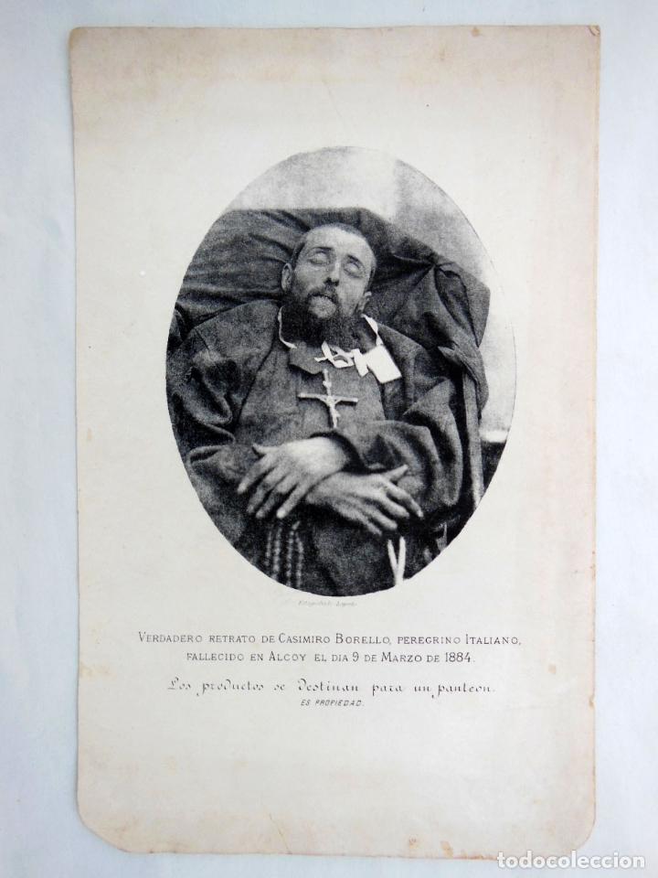 Arte: CASIMIRO BORELLO, PEREGRINO ITALIANO, FALLECIDO EN ALCOY 1884. LAPORTA Fotograbado