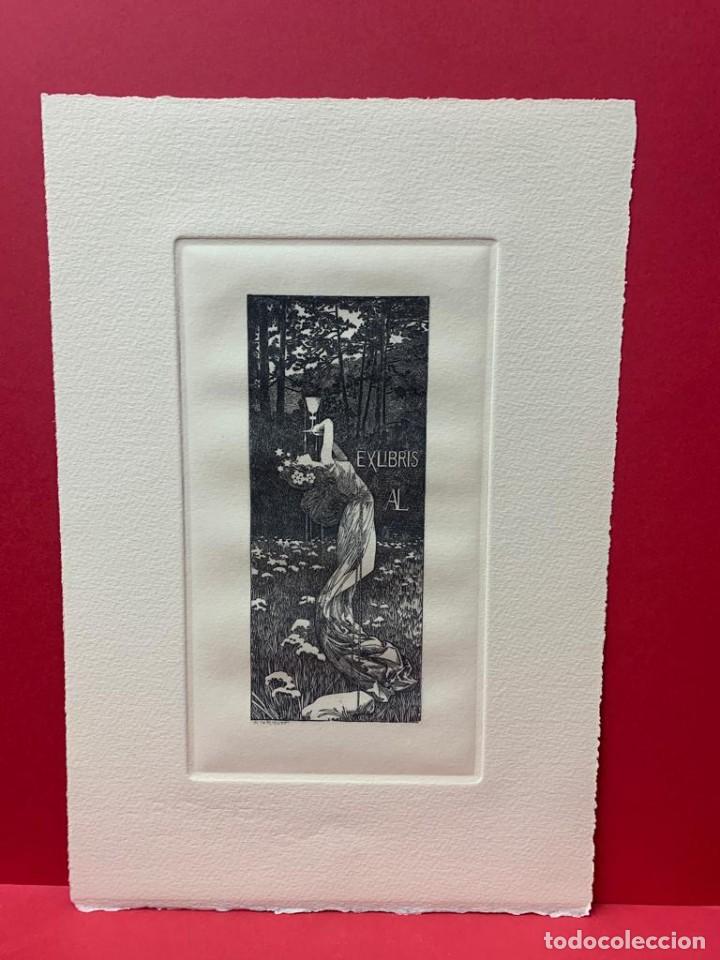 Arte: Grabado de Alexandre de Riquer. Ex libris. - Foto 1