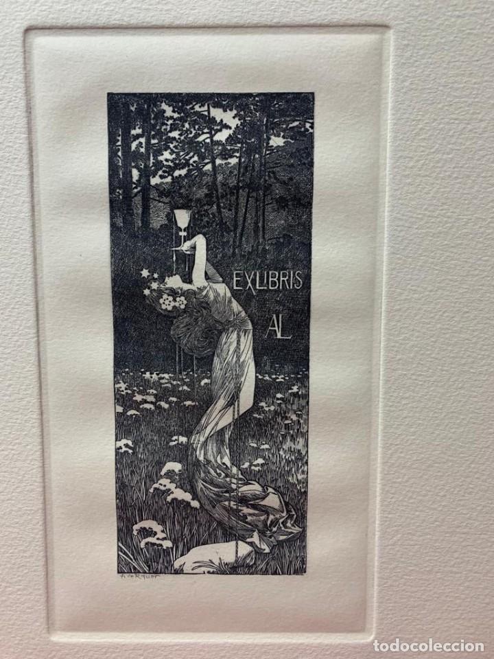 Arte: Grabado de Alexandre de Riquer. Ex libris. - Foto 3