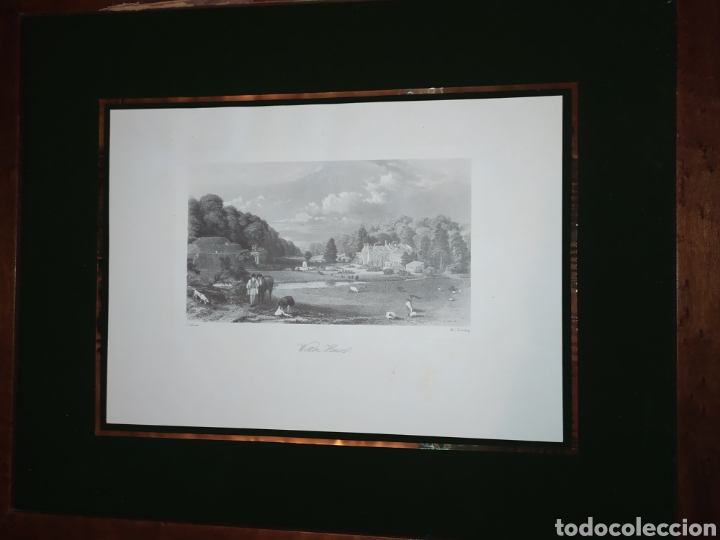 Art: WOTTON HOUSE M. J. STARLING T. ALLOM ANTIGUO GRABADO MARCA PLANCHA ENMARCADA SIN CRISTAL &Uacute;NICO VENTA