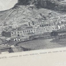 Arte: XILOGRAFÍA 1875. ALICANTE, VISTA CIUDAD CON CASTILLO. 20X27 CM.