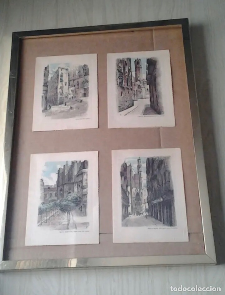 Arte: CUADRO 4 GRABADOS de BARCELONA - Foto 2