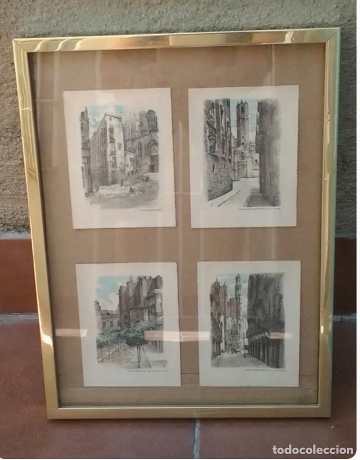 Arte: CUADRO 4 GRABADOS de BARCELONA - Foto 1