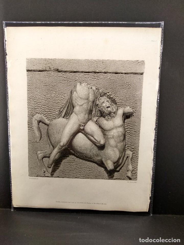 Arte: Metopa del Partenon, Ancient marbles The British Museum 1835, Plancha I, Corbould y Cooke
