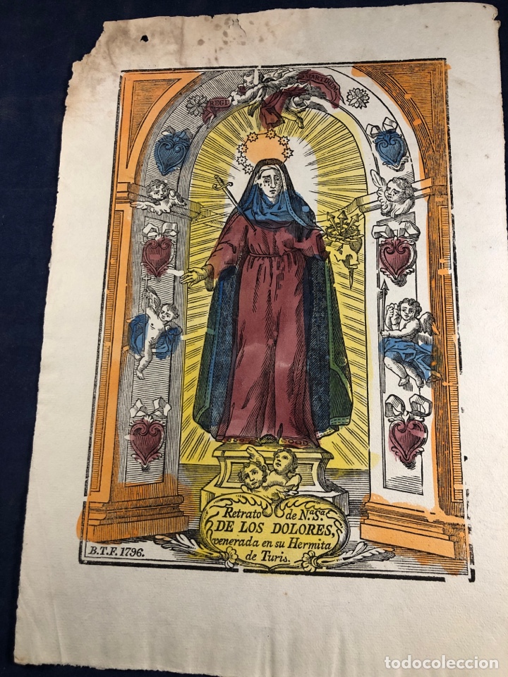 Arte: Retrato de nuestra se&ntilde;ora de los dolores 1796 - Foto 1
