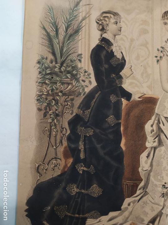 Arte: GRABADO COLOREADO DE LA MODA ELEGANTE ILUSTRADA - Foto 2