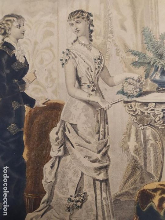 Arte: GRABADO COLOREADO DE LA MODA ELEGANTE ILUSTRADA - Foto 3