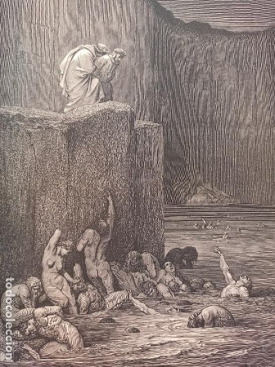 GRABADO LITOGRÁFICO, DIVINA COMEDIA, INFIERNO,ORIGINAL, BARCELONA,1870, DORÉ-PISAN, BUEN ESTADO (Arte - Grabados - Modernos siglo XIX)