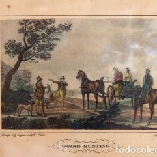Arte: ANTIGUO GRABADO XIX, GRABADO DE CAZA, ESCENA CAZA INGLESA, GOING HUNTING, MARCO ORIGINAL XIX, 1822. Lote 313167313