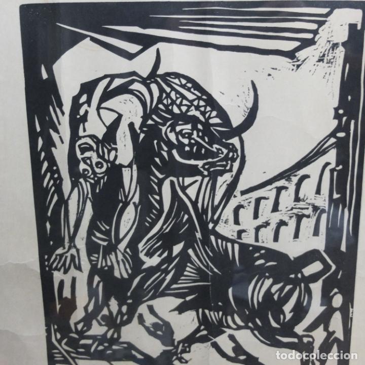 Art: JOSE RUESGA SALAZAR -grabado -la cogida -firma