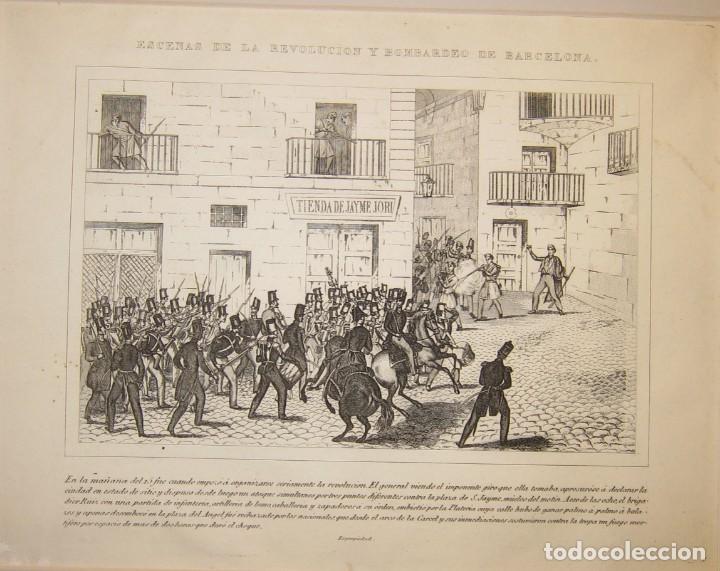 Art: Escenas de la Revoluci&oacute;n y bombardeo de Barcelona, L&aacute;mina II, 1842, 19 x 25 cm.