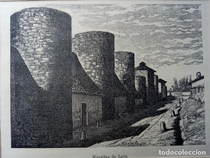 Art: GRABADO LITOGRAF&Iacute;A XIX MURALLAS DE LE&Oacute;N 1890