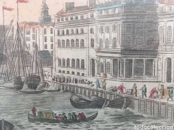 Arte: Grabado coloreado Tamesis Londres - Foto 3