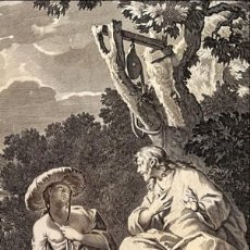 Arte: BIBLIA: JESUCRISTO Y LA BUENA SAMARITANA, 1728. BUISEN / HOUBRAKE