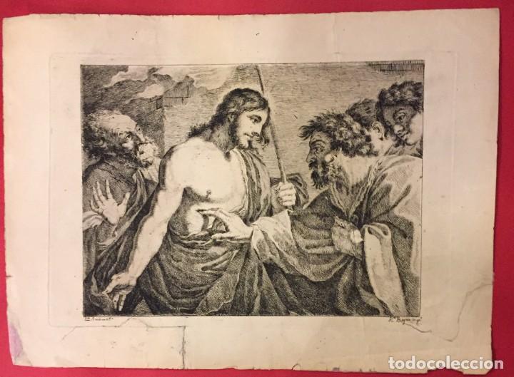 Arte: GRABADO DE F. BARBIERI Y R. BAYEU, LA DUDA DE SANTO TOMAS, S. XIX