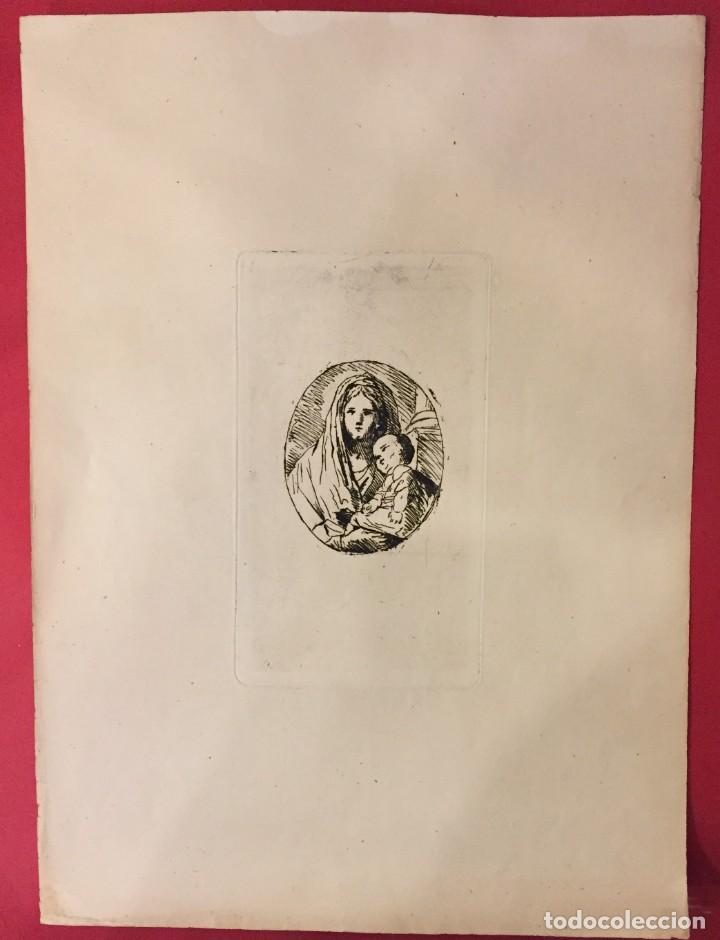 Arte: GRABADO DE LA VIRGEN Y EL NI&Ntilde;O ATRIBUIDO A BAYEU, SIGL. XIX