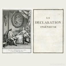Arte: GRABADO Y PARTITURAS. DEL TOMO III DE LA OBRA CHOIX DE CHANSONS. PAR M. DE LA BORDE. 1773