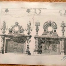 Arte: REF: 1884 GRABADO LITOGRAFICO ORIGINAL DEL EN EL AÑO 1884 ARQUITECTURA METALISTERIA MARMOL Y PIEDRAS