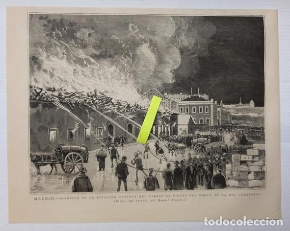 Art: MADRID. INCENDIO DE LA ESTACI&Oacute;N ANTIGUA DEL CAMINO DE HIERRO DEL NORTE.
