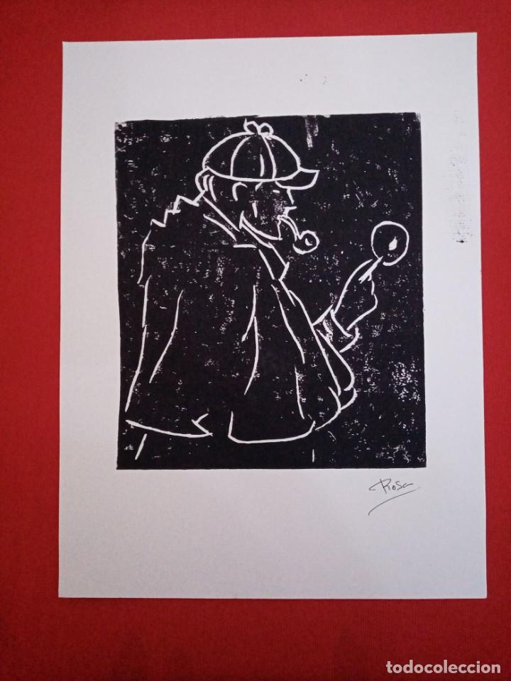 Arte: LINOGRABADO, SHERLOCK HOLMES,. A. ROSA CINTAS - Foto 1