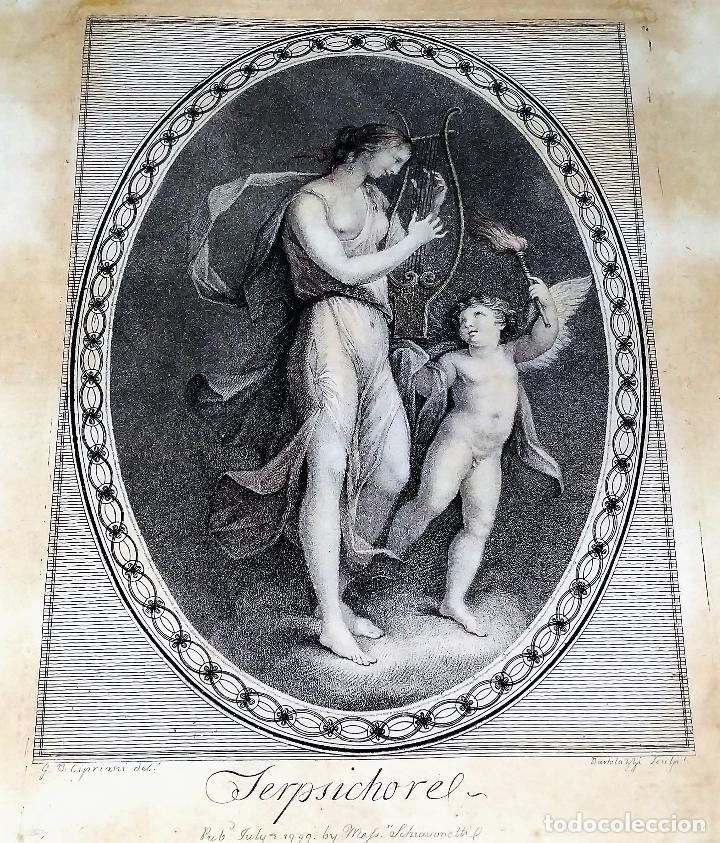 Arte: TERPSICHORE. FRANCESCO BARTOLOZZI. GRABADO. INGLATERRA. 1799. - Foto 3