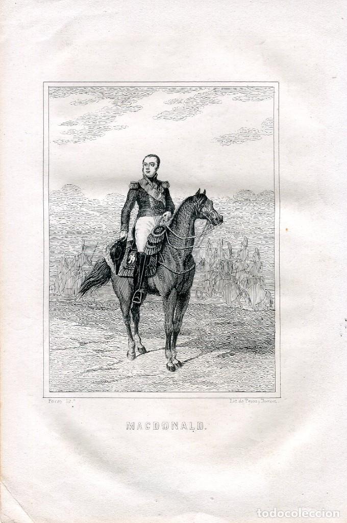 Art: Mariscal Macdonald a caballo - Litograf&iacute;a original de P&eacute;rez - Siglo XIX