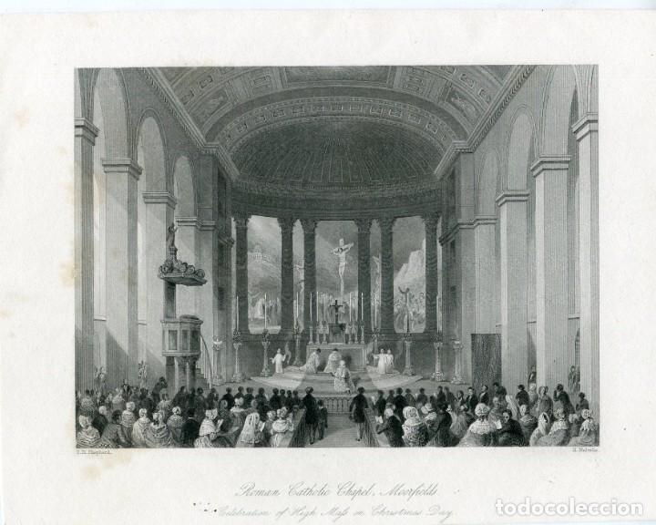 Art: Capilla cat&oacute;lica de Moorfields, Londres - Grabado de H. Melville - 1840