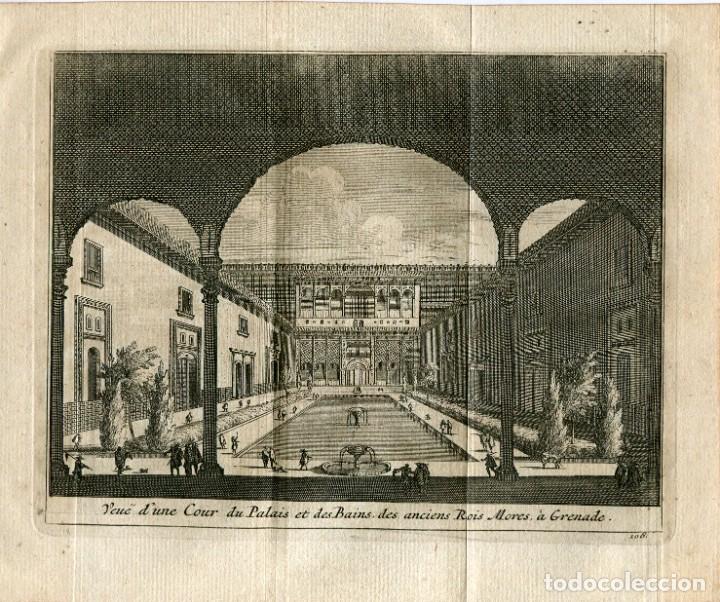 Arte: Granada.Veue dune Cour du Palais et des bains des anciens Rois Mores &aacute; Grenade. Vander Aa. 1715. Al - Foto 1