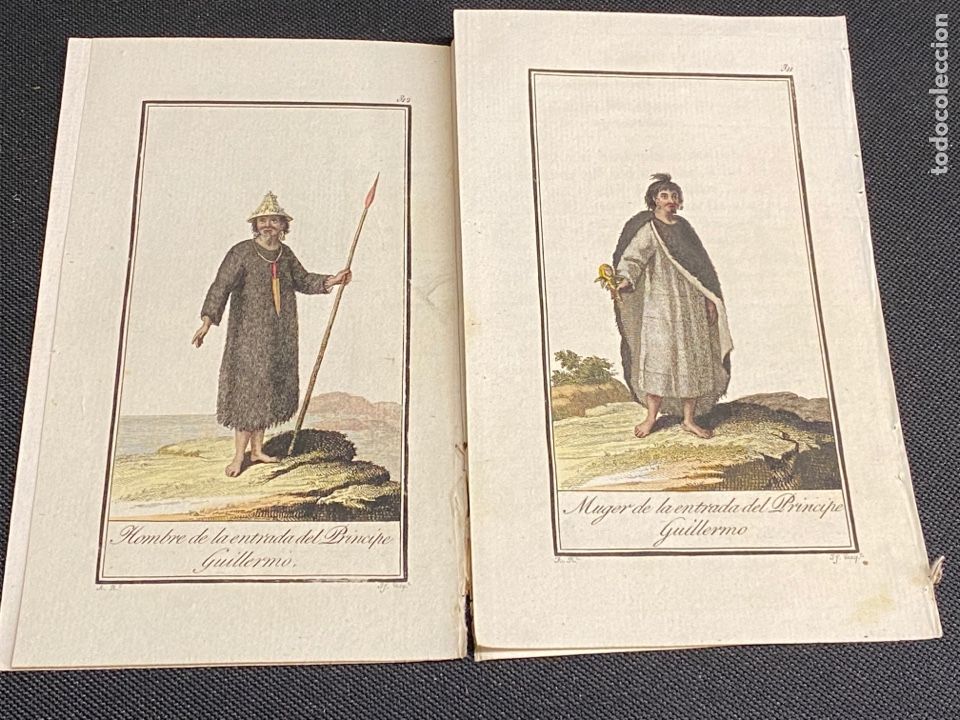 Arte: 2 GRABADOS ACUARELADOS SIGLO XVIII. AM&Eacute;RICA, USA. HOMBRE Y MUJER DE LA ENTRADA DEL PRINCIPE GUILLE