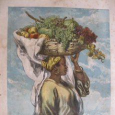 Arte: BOCETO DE UNA MUJER HACIA EL MERCADO DE FRUTA (BRASIL, AMÉRICA DEL SUR), 1856. ANÓNIMO