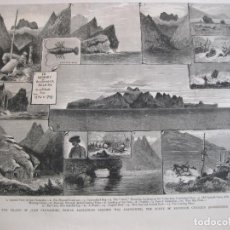 Arte: VISTAS DE LA ISLA DE JUAN FERNÁNDEZ (CHILE, AMÉRICA DEL SUR), 1883. ANÓNIMO