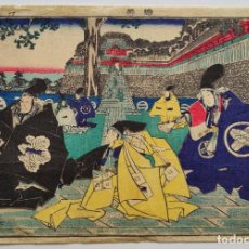 Arte: MAGISTRAL GRABADO JAPONÉS ORIGINAL DEL MAESTRO UTAGAWA TOYOKUNI III 三代 歌川 豊国 KUNISADA, CIRCA 1830