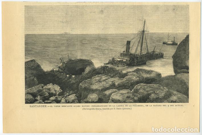Art: SANTANDER. EL VAPOR MERCANTE &rdquo;CABO MAYOR&rdquo; EMBARRANCADO EN LA LASTRA DE LA PALOMERA.