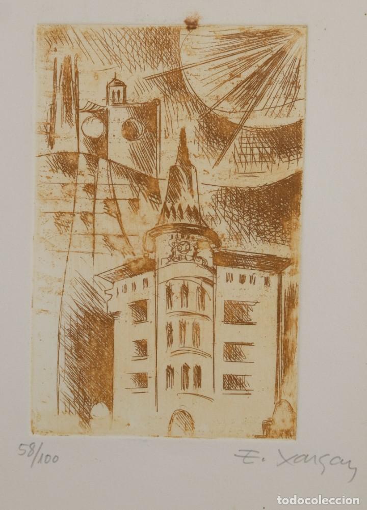 Arte: Grabado 58/100 Vista edificio firmado E.Xangay - Foto 1