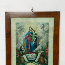 Arte: GRABADO COLOREADO - VIRGEN DEL CARMEN - LORDEAU, PARÍS - GANDOLA À LYON - S. XIX. Lote 334631148
