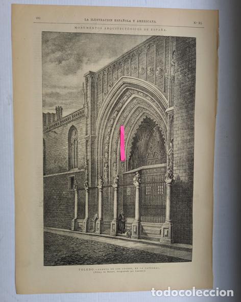 Art: TOLEDO. PUERTA DE LOS LEONES, EN LA CATEDRAL. DIBUJO DE HEBERT.