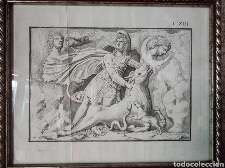 Arte: grabado antiguo del dios mitra sXVIII - Foto 1