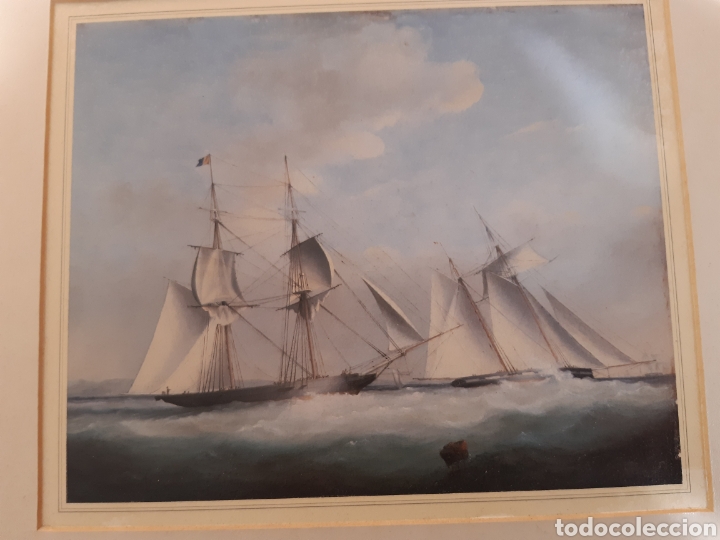 Arte: Cuadro barco litograf&iacute;a.