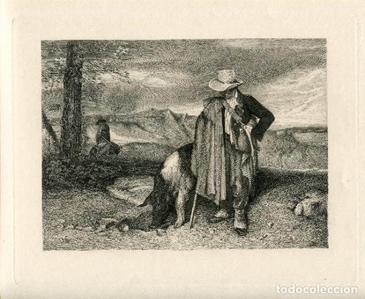 Art: El cazador de trufas - Aguafuerte de L. Friedrich seg&uacute;n Decamps - 1876